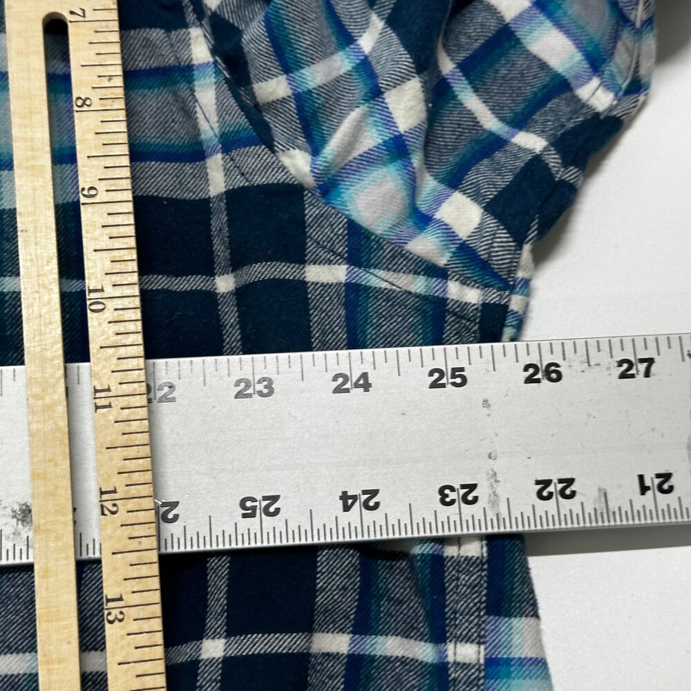 Old Navy Men Button Up Shirt XXL Blue Green Purple Plaid Long Sleeve 100% Cotton - Picture 6 of 8